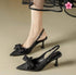 Bow Decor Pointy Toe Sling Back kitten Heels